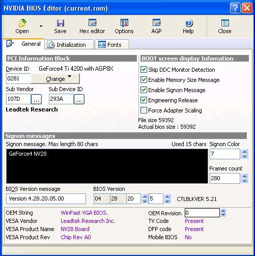 NVIDIA BIOS Editor (NiBiTor) 3.3 Screenshot